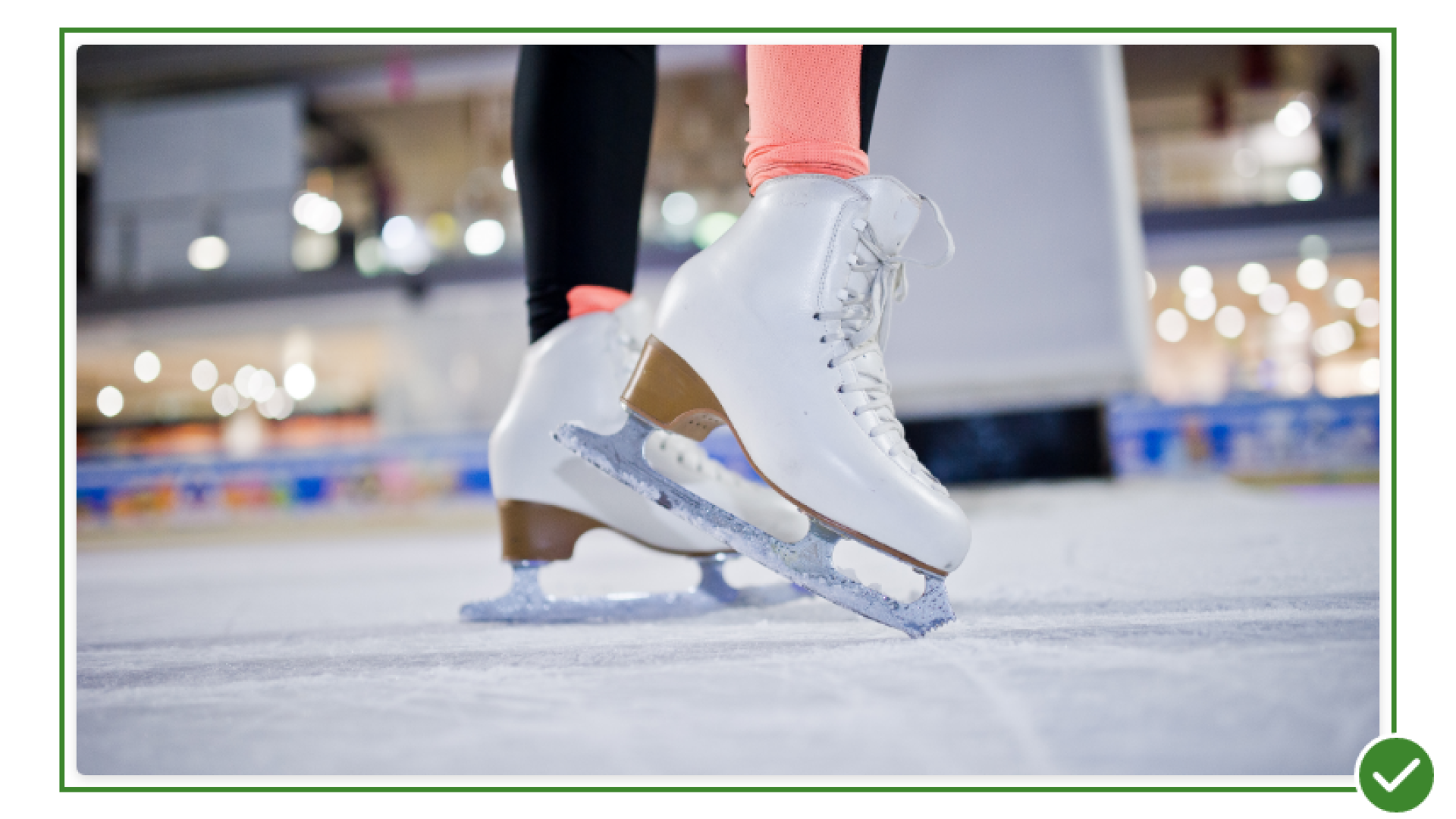 Closeup of someone's feet in ice skates