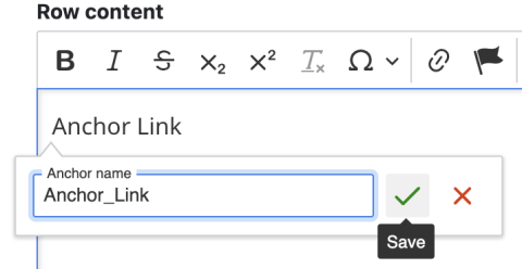 A screenshot showing how in input an anchor link ID, with the name Anchor_Link.