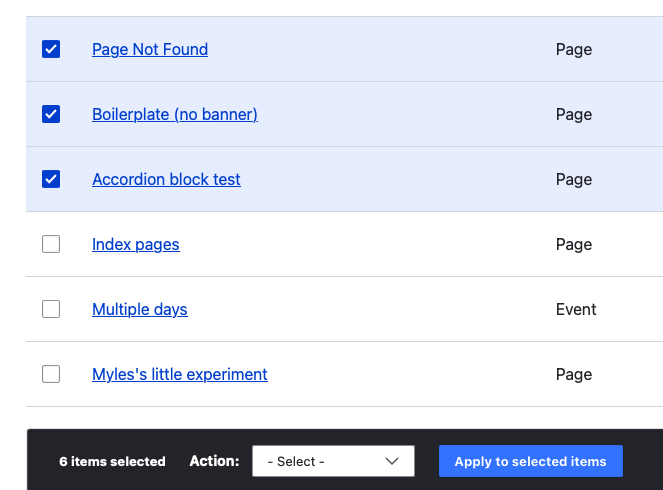 A screenshot of the bulk page editing feature, with three out of six pages selected and the editing toolbar visible on screen.