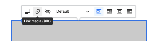 A screenshot showing the Link Media button on the image toolbar.