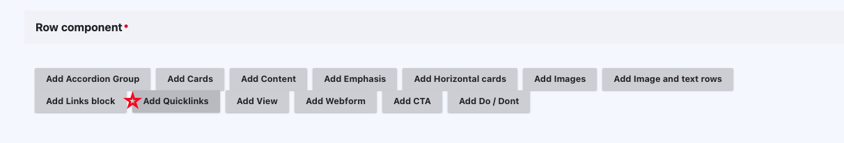 Screenshot of selection button to add Quicklinks